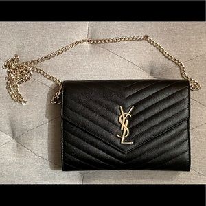 Perfect condition never worn Saint Laurent monogram clutch with converter kit